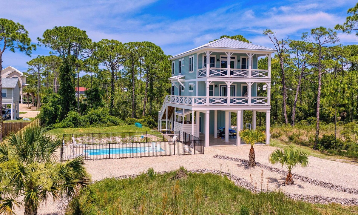 St. George Island House | Brand New Private Heated Pool at Driftwood Dream! Golf Cart Included!