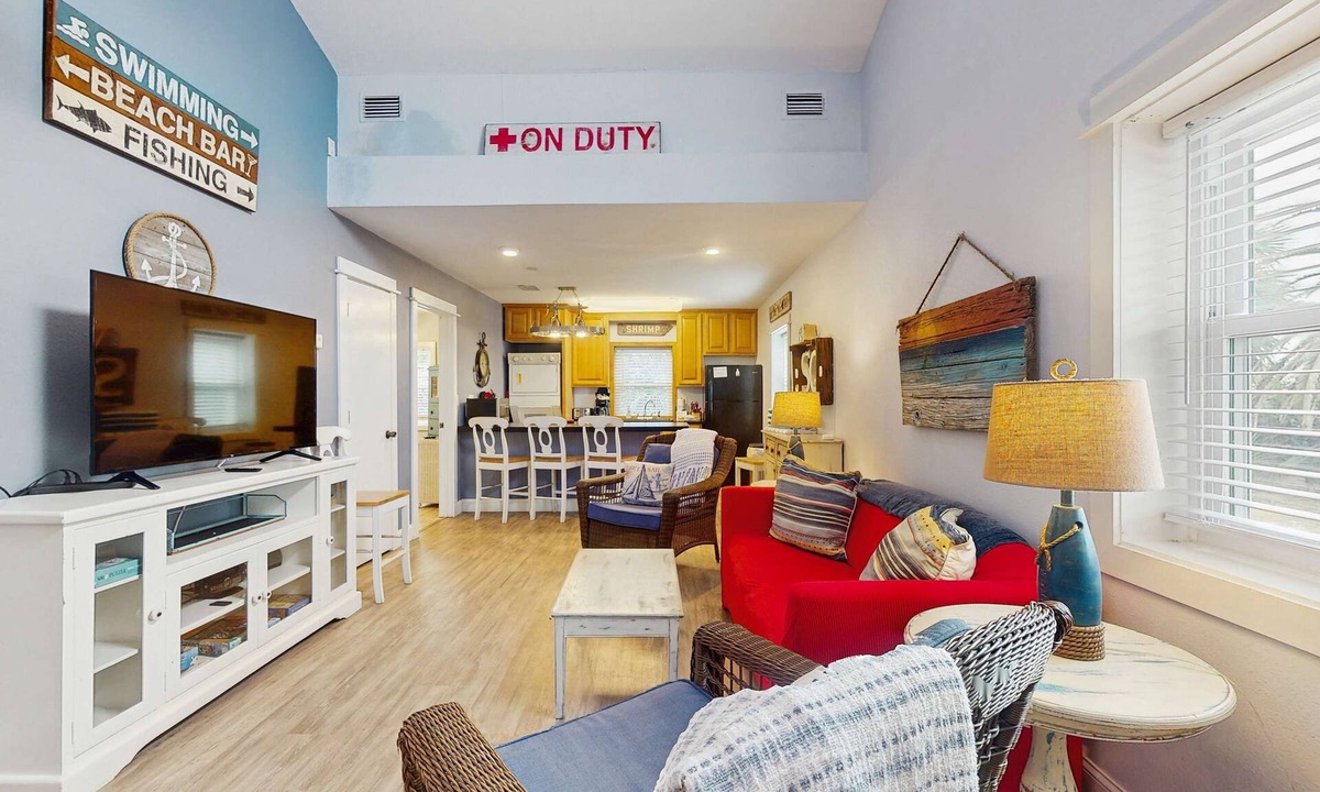 St. George Island Condo | Cozy coastal condo with shared pool, washer/dryer,and beach access