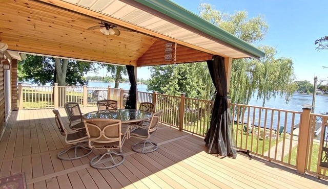 Secluded SW Michigan Lake View Log Cabin w/Fire Pit & Deck on Long Lake in Colon